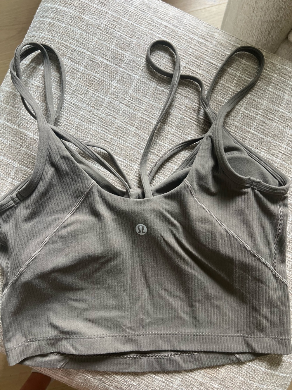 lululemon athletica Grey Ribbed Strappy Sports Bra